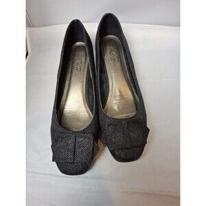 GLAMOUR ORIGINAL Black Sparkle Glitter Flats women's Shoes Size 8.5
